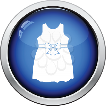 Baby girl dress icon. Glossy button design. Vector illustration.