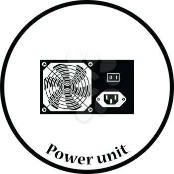 Power unit icon. Flat color design. Vector illustration. Thin circle design. Vector illustration.