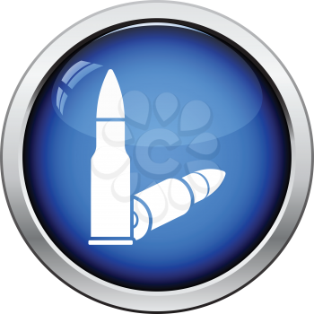 Rifle ammo icon. Glossy button design. Vector illustration.