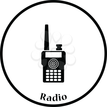 Portable radio icon. Thin circle design. Vector illustration.