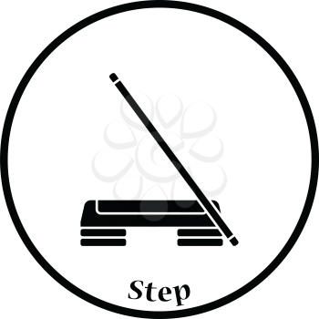 Icon of Step board and stick . Thin circle design. Vector illustration.