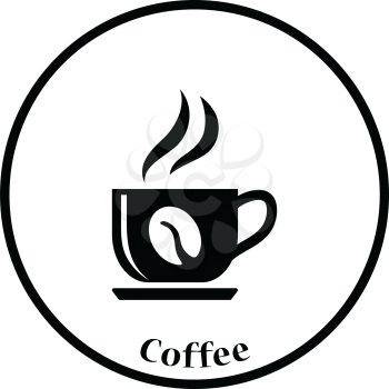 Coffee cup icon. Thin circle design. Vector illustration.