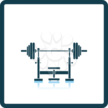Icon of Bench with barbell. Shadow reflection design. Vector illustration.