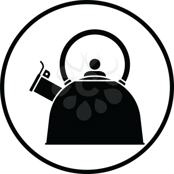 Kitchen kettle icon. Thin circle design. Vector illustration.