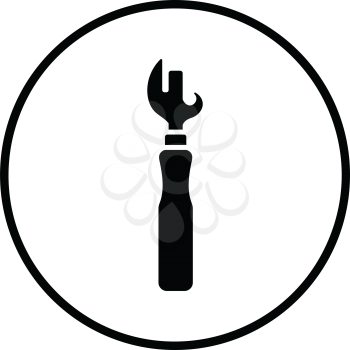 Can opener icon. Thin circle design. Vector illustration.