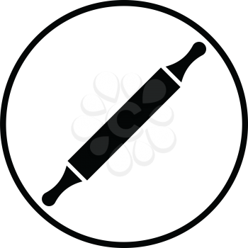 Bakery pin-roll icon. Thin circle design. Vector illustration.
