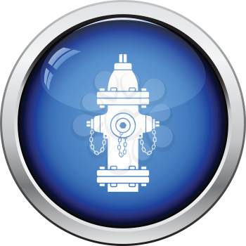 Fire hydrant icon. Glossy button design. Vector illustration.