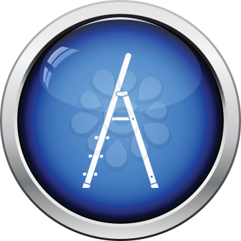 Construction ladder icon. Glossy button design. Vector illustration.