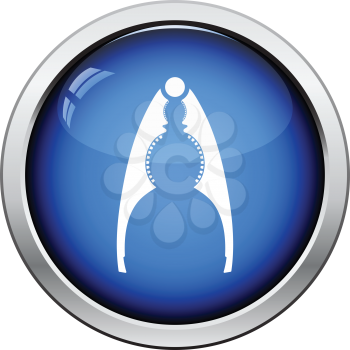 Nutcracker pliers icon. Glossy button design. Vector illustration.