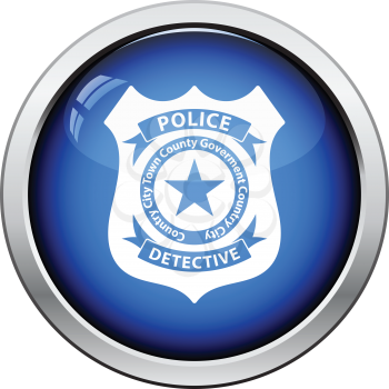 Police badge icon. Glossy button design. Vector illustration.