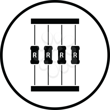 Resistor tape icon. Thin circle design. Vector illustration.