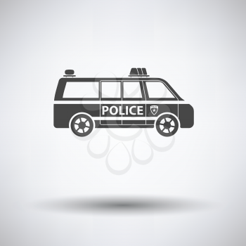 Police van icon on gray background with round shadow. Vector illustration.
