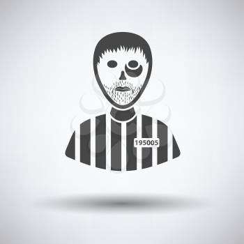 Prisoner icon on gray background with round shadow. Vector illustration.