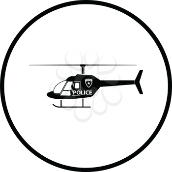 Police helicopter icon. Thin circle design. Vector illustration.