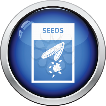 Seed pack icon. Glossy button design. Vector illustration.