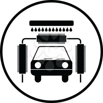 Car wash icon. Thin circle design. Vector illustration.