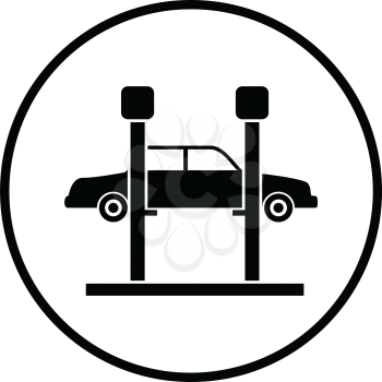 Car lift icon. Thin circle design. Vector illustration.