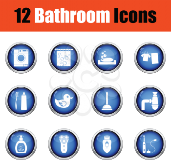 Bathroom icon set.  Glossy button design. Vector illustration.