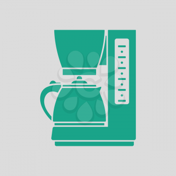 Kitchen coffee machine icon. Gray background with green. Vector illustration.