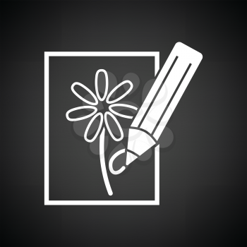 Sketch with pencil icon. Black background with white. Vector illustration.