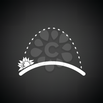 Sunset icon. Black background with white. Vector illustration.