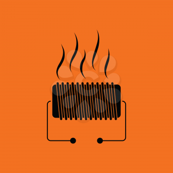 Electrical heater icon. Orange background with black. Vector illustration.