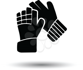 Soccer goalkeeper gloves icon. White background with shadow design. Vector illustration.