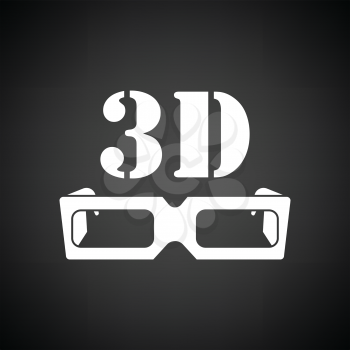 3d goggle icon. Black background with white. Vector illustration.