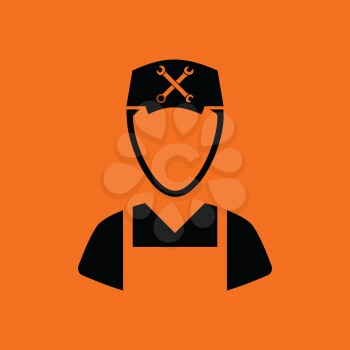 Car mechanic icon. Orange background with black. Vector illustration.