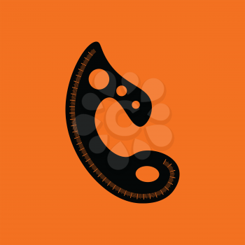 Tailor templet icon. Orange background with black. Vector illustration.