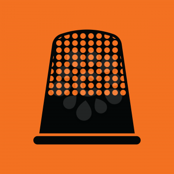 Tailor thimble icon. Orange background with black. Vector illustration.