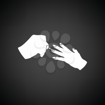 Manicure icon. Black background with white. Vector illustration.