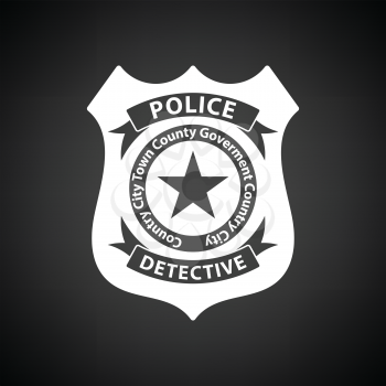 Police badge icon. Black background with white. Vector illustration.