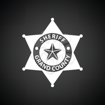 Sheriff badge icon. Black background with white. Vector illustration.