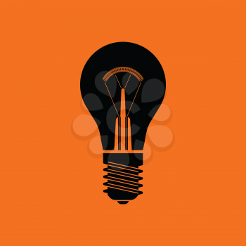 Electric bulb icon. Orange background with black. Vector illustration.