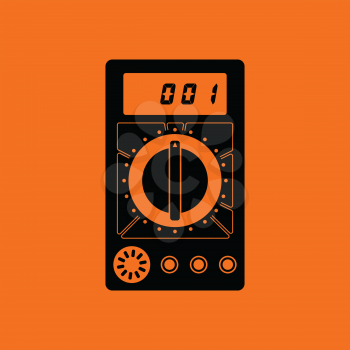 Multimeter icon. Orange background with black. Vector illustration.