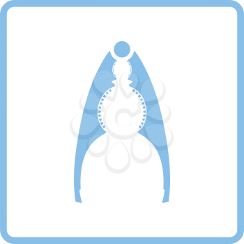 Nutcracker pliers icon. Blue frame design. Vector illustration.