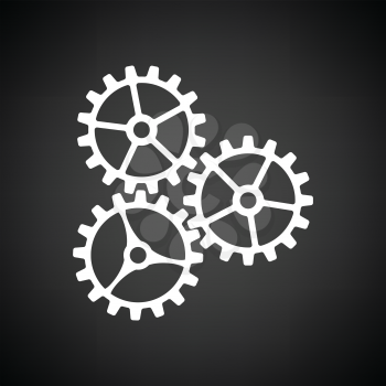 Gear icon. Black background with white. Vector illustration.
