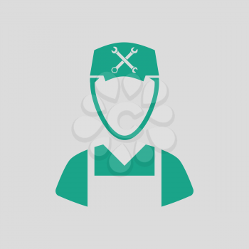 Car mechanic icon. Gray background with green. Vector illustration.