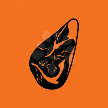 Meat steak icon. Orange background with black. Vector illustration.
