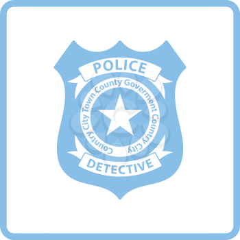 Police badge icon. Blue frame design. Vector illustration.