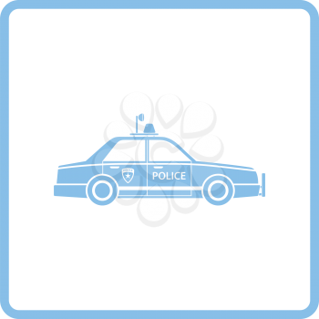 Police car icon. Blue frame design. Vector illustration.