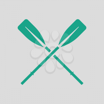 Icon of  boat oars. Gray background with green. Vector illustration.
