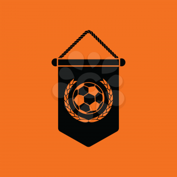 Football pennant icon. Orange background with black. Vector illustration.