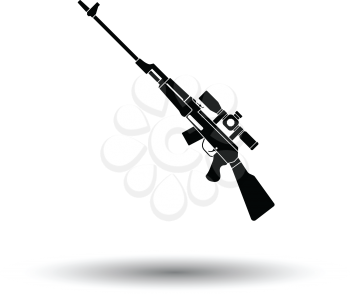 Sniper rifle icon. White background with shadow design. Vector illustration.