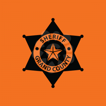 Sheriff badge icon. Orange background with black. Vector illustration.