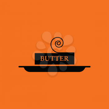 Butter icon. Orange background with black. Vector illustration.