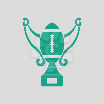 American football trophy cup icon. Gray background with green. Vector illustration.