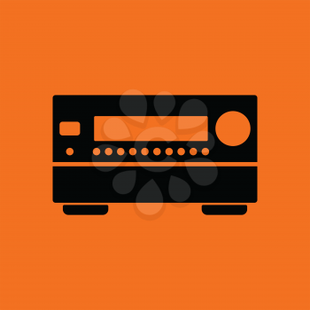 Home theater receiver icon. Orange background with black. Vector illustration.