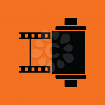Photo cartridge reel icon. Orange background with black. Vector illustration.
